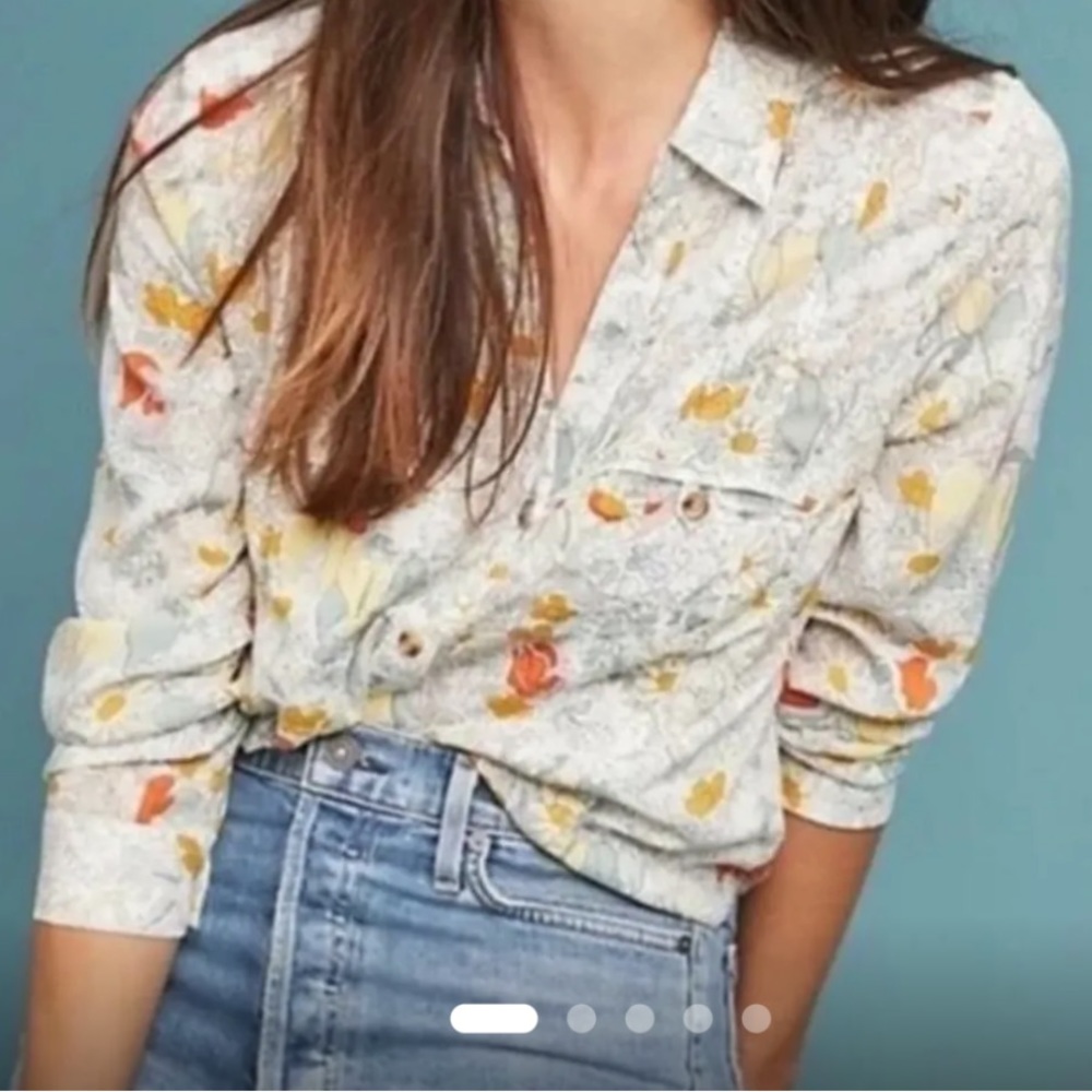 Anthropologie | 52 Conversations Floral Buttondown: 12 of 52 size 10